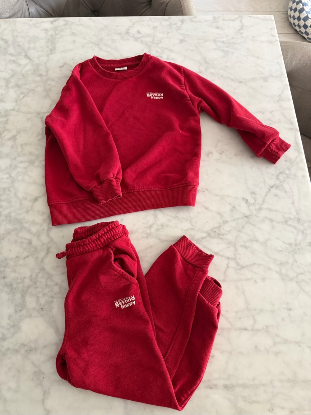 Zara Kids Red Sweatpants & Sweatshirt Set